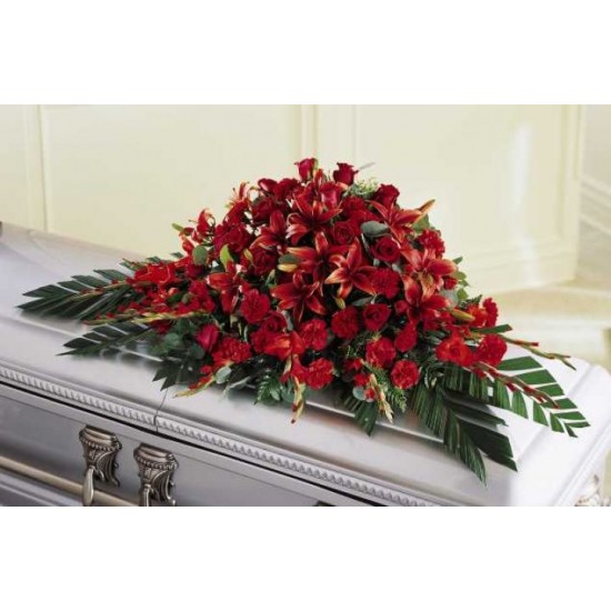 The Red Splendor Casket Spray